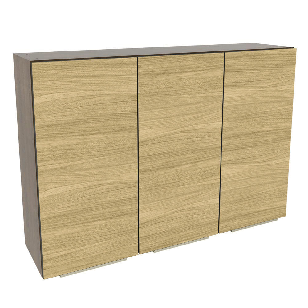 Armário Aéreo Madesa Lux 120 cm 3 Portas Rustic/Carvalho