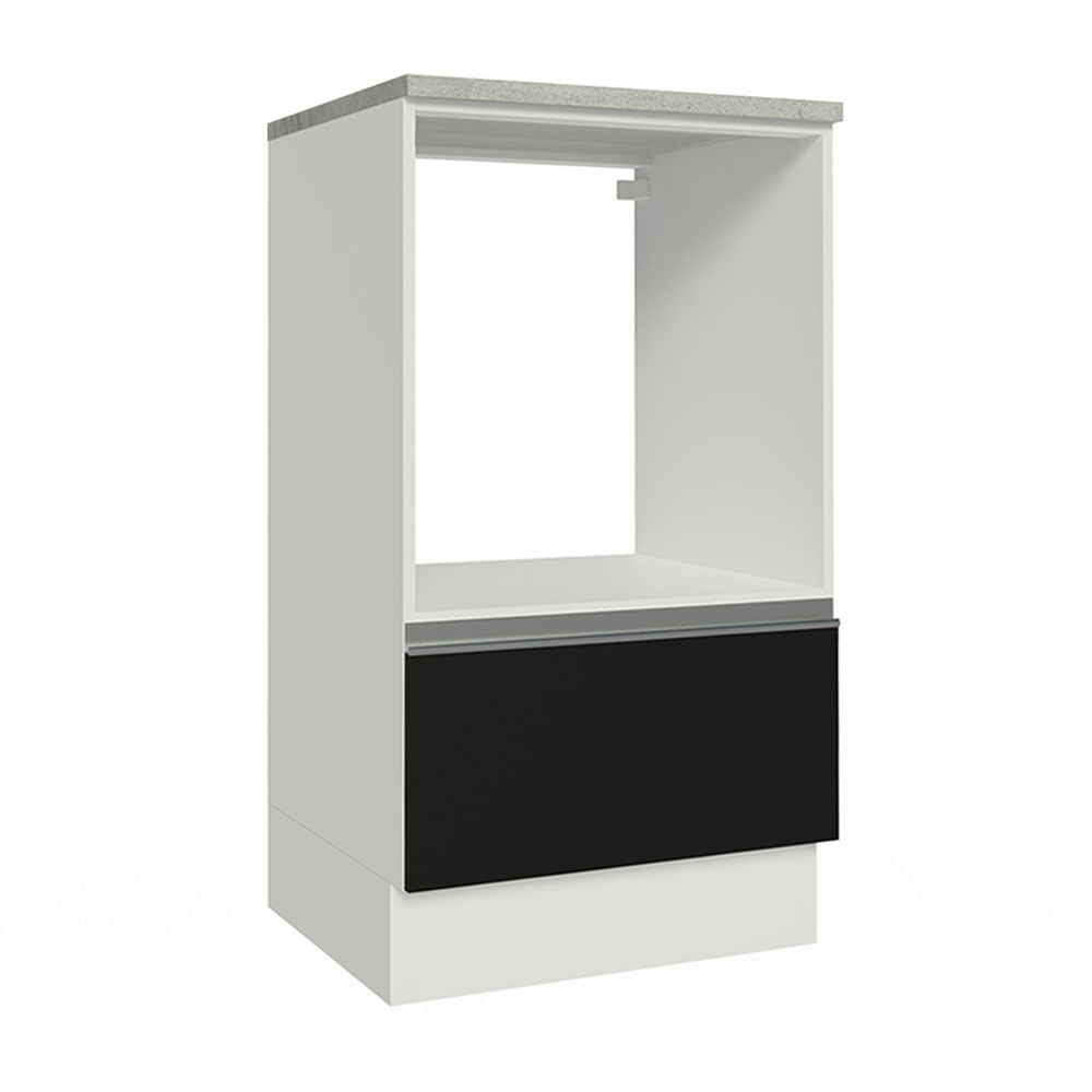 Balcão para Forno e Micro-Ondas Madesa Glamy 60 x 60 cm 1 Porta (Com Tampo) Branco/Preto