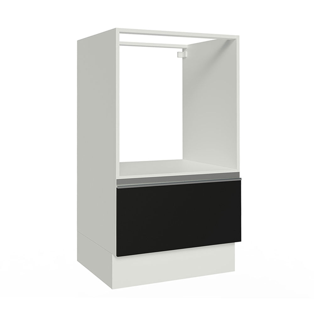 Balcão para Forno e Micro-Ondas Madesa Glamy 60 x 60 cm 1 Porta (Sem Tampo) Branco/Preto