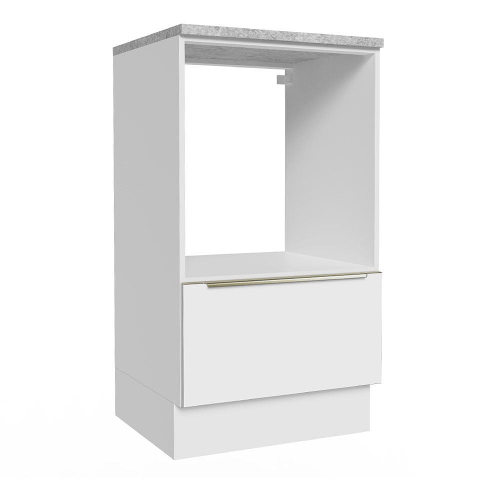 Balcão para Forno e Micro-Ondas Madesa Lux 60 cm 1 Porta (Com Tampo) Branco/Branco Veludo