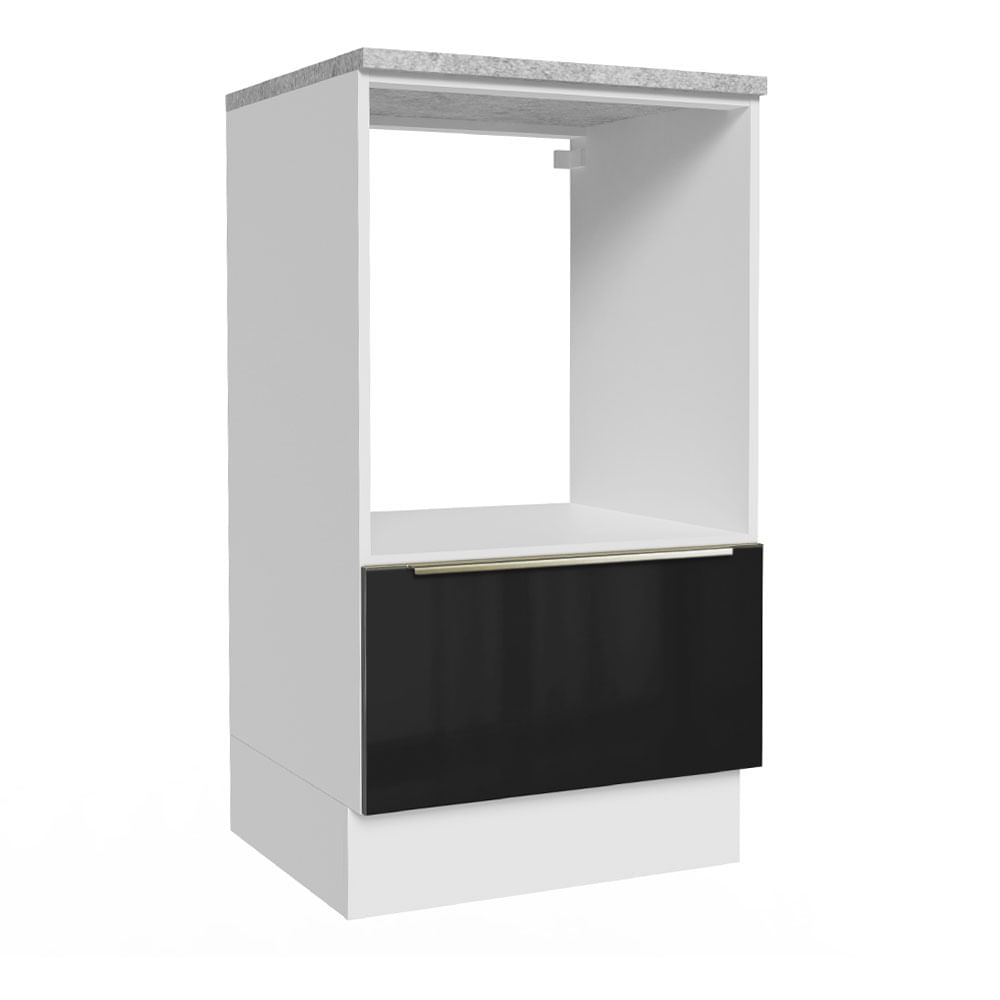 Balcão para Forno e Micro-Ondas Madesa Lux 60 cm 1 Porta (Com Tampo) Branco/Preto