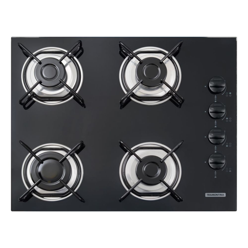 Cooktop a Gás Tramontina Brasil Vidro Temperado Preto 4 Queimadores lojamadesa