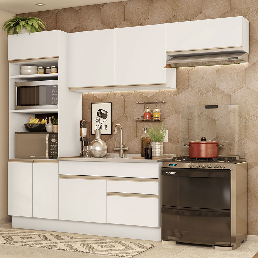 Armário de Cozinha Completa 270cm Branco Glamy Madesa 15