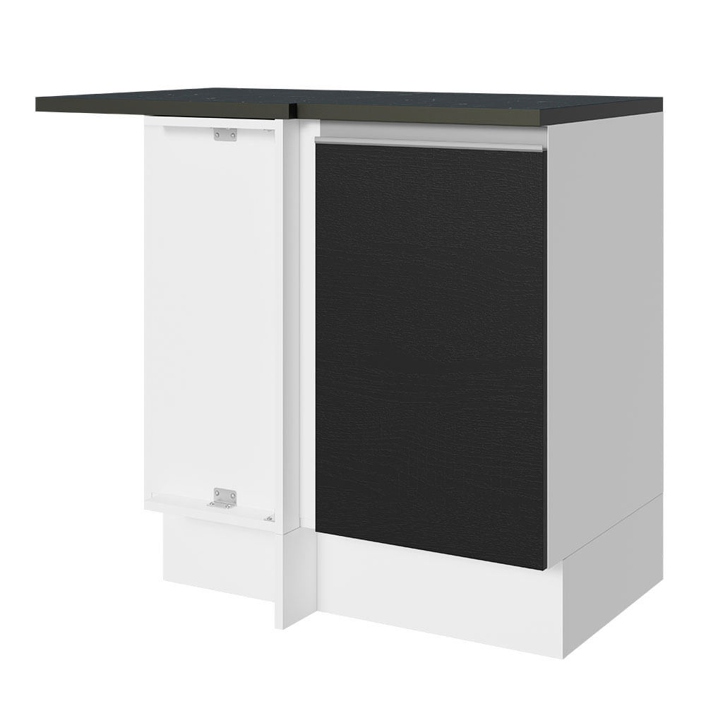 Balcão de Canto 100% MDF 1 Porta Branco/Preto Acordes Madesa