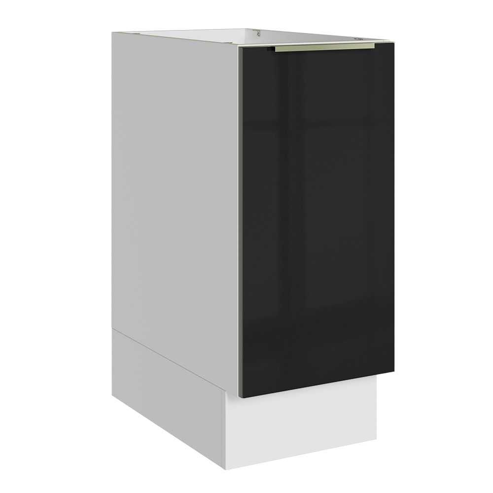 Balcão Madesa Lux 35 cm 1 Porta (Sem Tampo) Branco/Preto