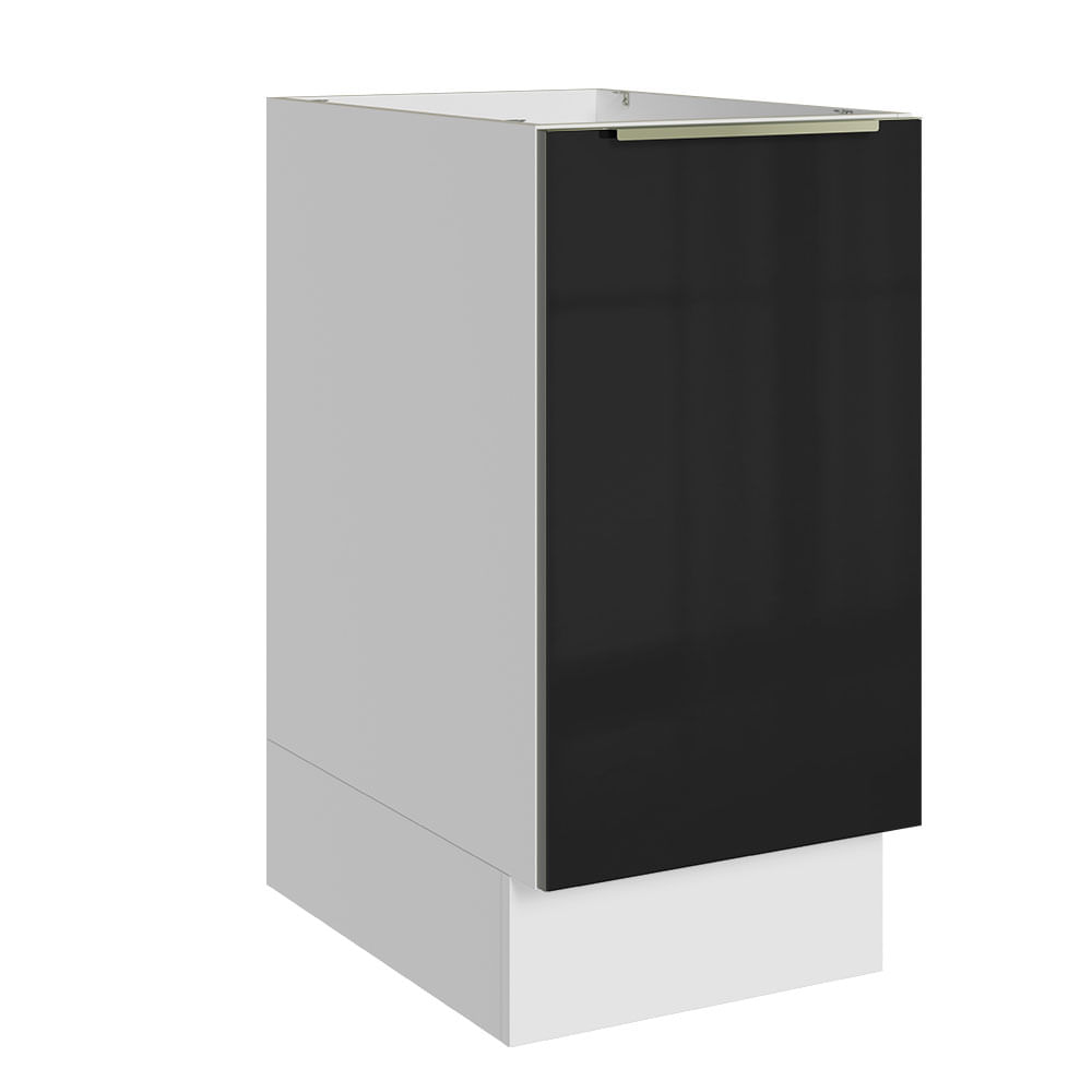 Balcão Madesa Lux 40 cm 1 Porta (Sem Tampo) Branco/Preto