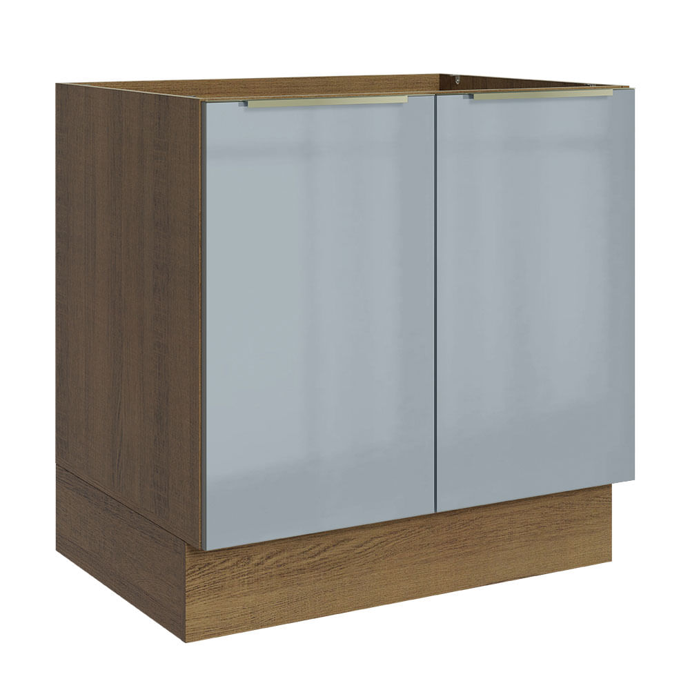 Balcão Madesa Lux 80 cm 2 Portas (Sem Tampo) Rustic/Cinza