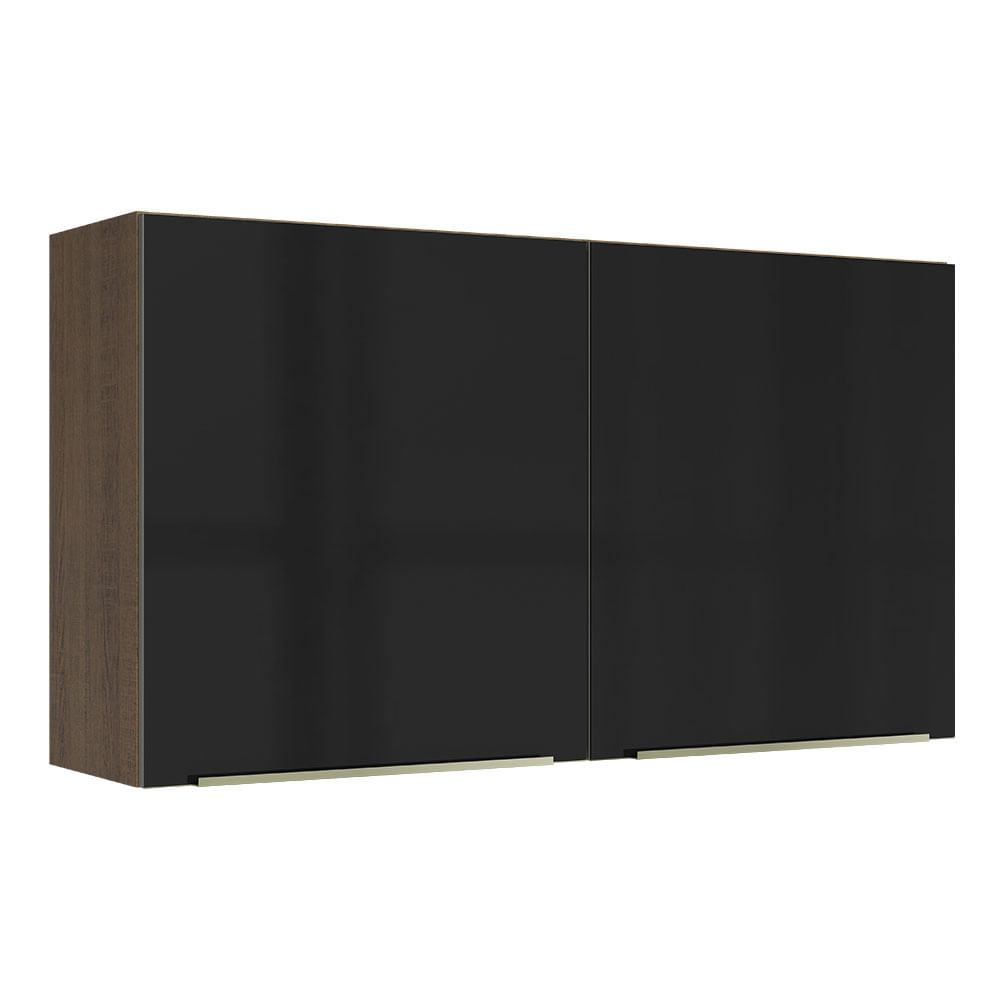 Armário Aéreo Madesa Lux 120 cm 2 Portas Rustic/Preto