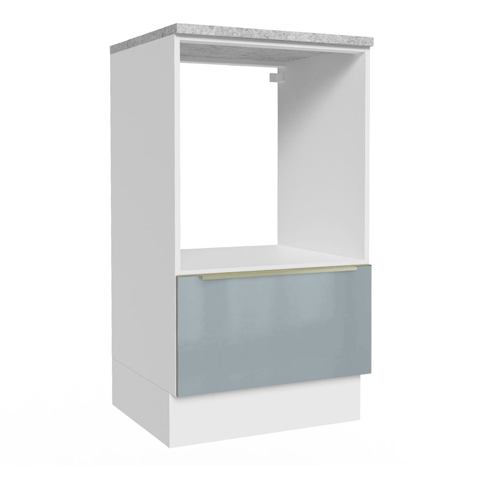 Balcão para Forno e Micro-Ondas Madesa Lux 60 cm 1 Porta (Com Tampo) Branco/Cinza