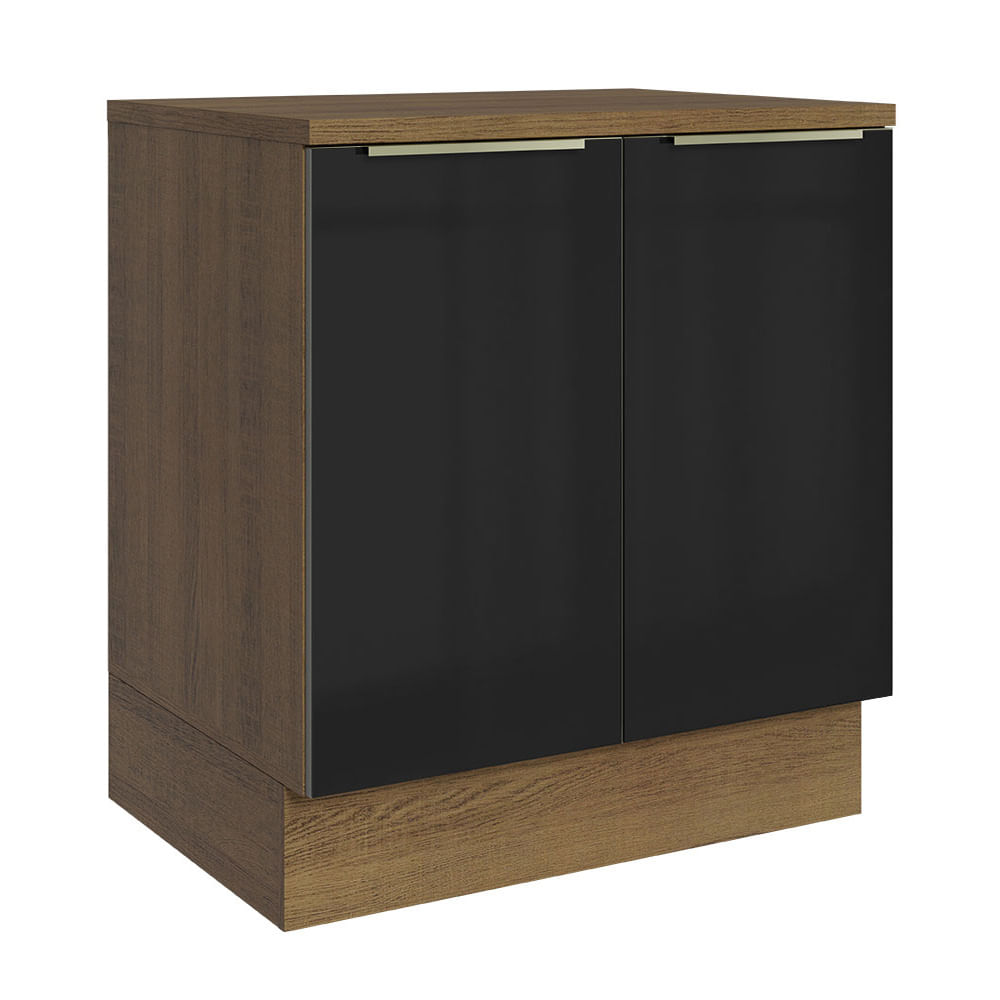 Balcão Madesa Lux 70 cm 2 Portas - Rustic/Preto (Com Tampo)