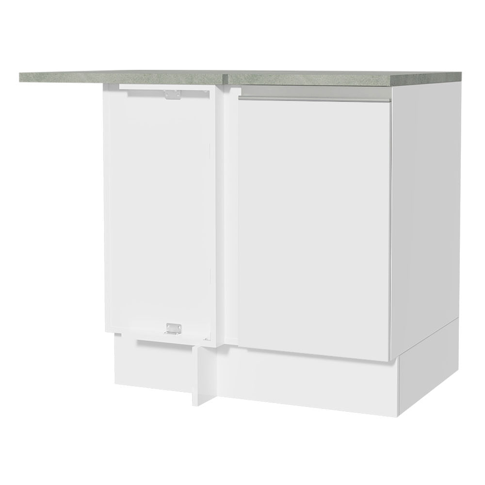 Balcão de Canto Madesa Glamy 1 Porta 60 cm Profundidade (Com Tampo) Branco