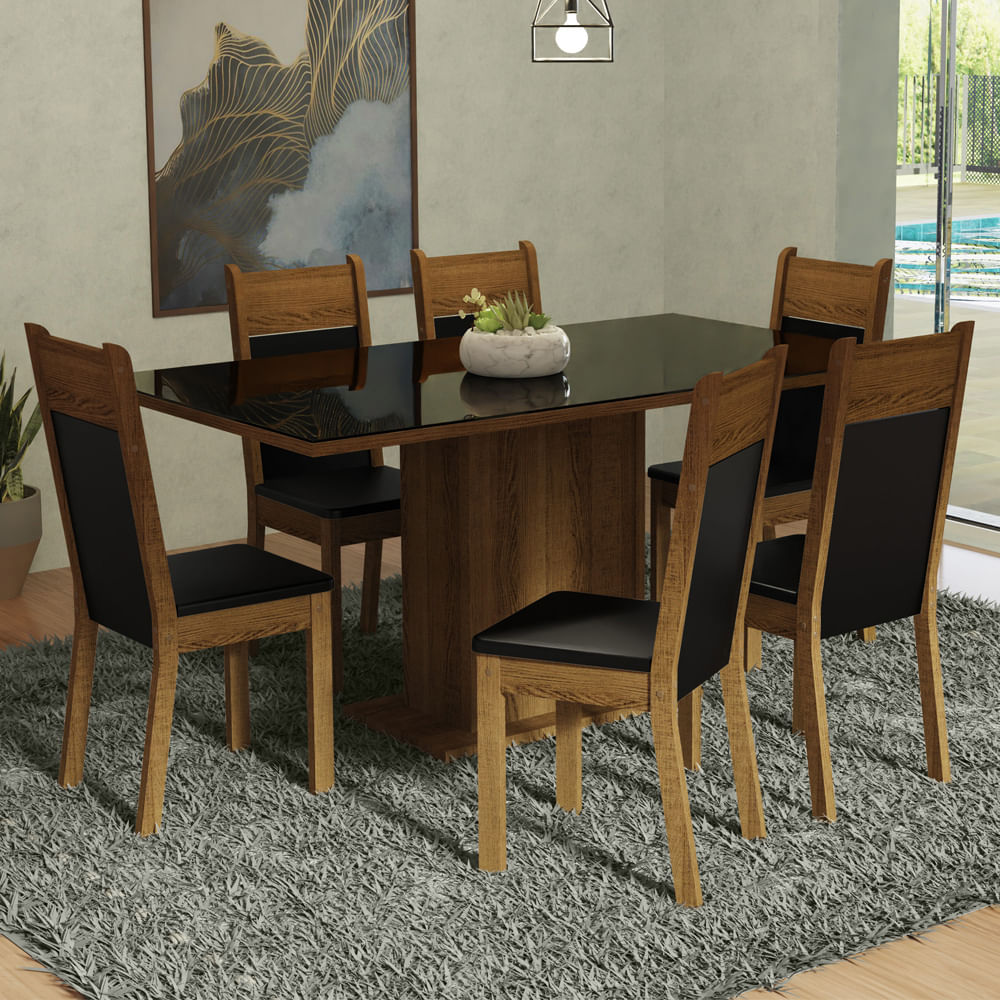01-MDJA0601427KPT-ambientado-conjunto-sala-jantar-mesa-tampo-vidro-6-cadeiras-preto-rustic-francine-madesa