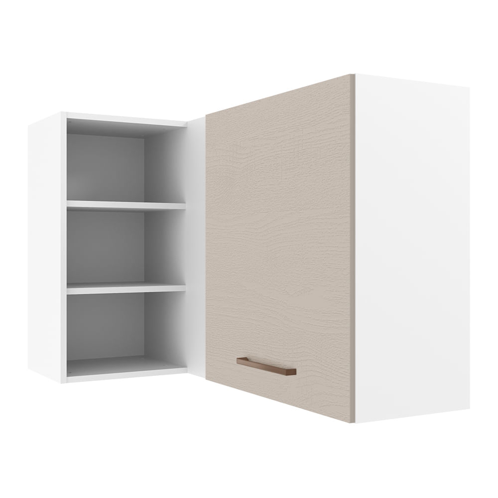 Armário Aéreo de Canto 1 Porta para linha de 60 cm de profundidade Branco/Crema Agata Madesa